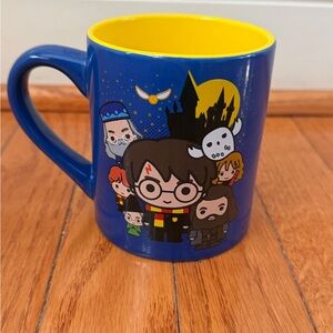 Harry Potter chibi cartoon characters ceramic mug blue Yellow Interior 14 oz